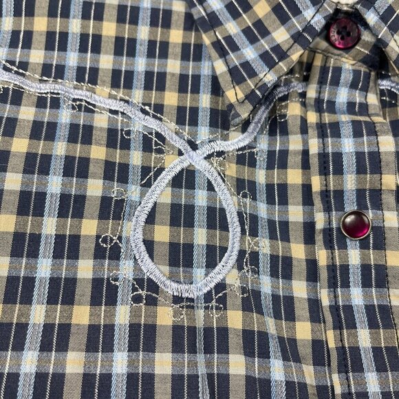 Rodeo Carte Pearl Snap Plaid Western Shirt Womens XL Vintage Embroidered Cowgirl - Picture 2 of 13